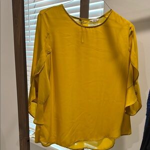 Yellow Ruffle Sleeve Blouse
